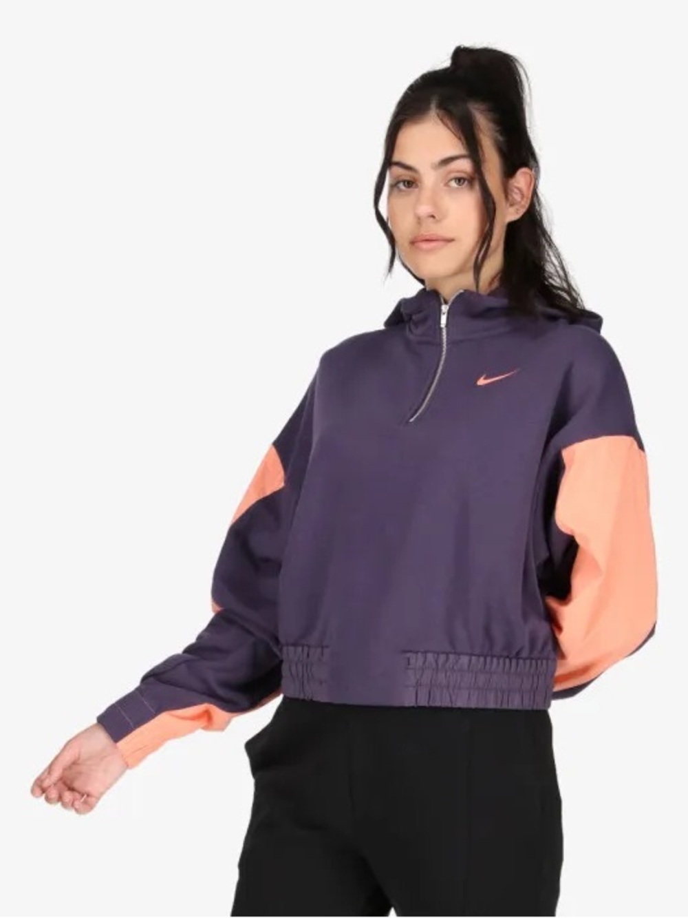 Nike Women's Purple + Peach Quarter-Zip Hooded Pullover XL Icon‎ Clash